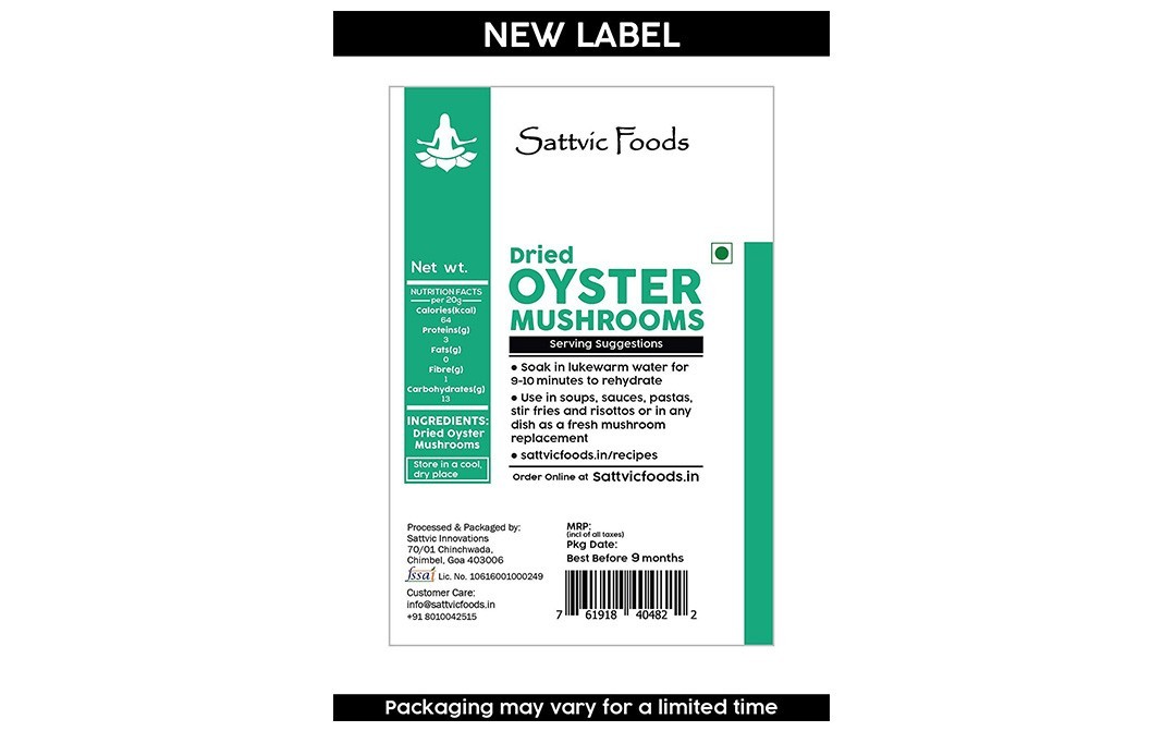 Sattvic foods Dried Oyster Mushrooms   Pack  100 grams